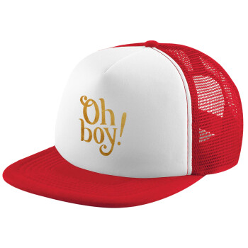 Oh baby gold, Καπέλο Ενηλίκων Soft Trucker με Δίχτυ Red/White (POLYESTER, ΕΝΗΛΙΚΩΝ, UNISEX, ONE SIZE)