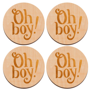 Oh baby gold, ΣΕΤ x4 Σουβέρ ξύλινα στρογγυλά plywood (9cm)