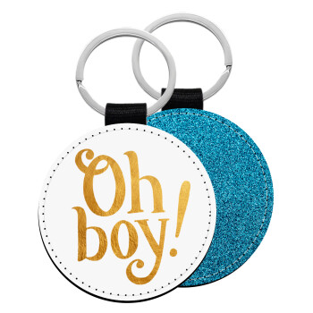 Oh baby gold, Μπρελόκ Δερματίνη, στρογγυλό ΜΠΛΕ (5cm)