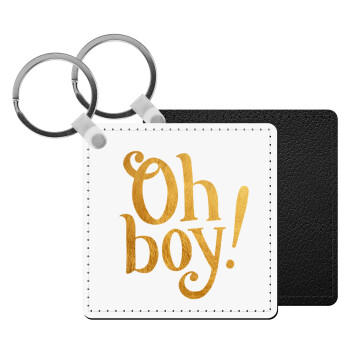 Oh baby gold, Μπρελόκ Δερματίνη, τετράγωνο ΜΑΥΡΟ (5x5cm)