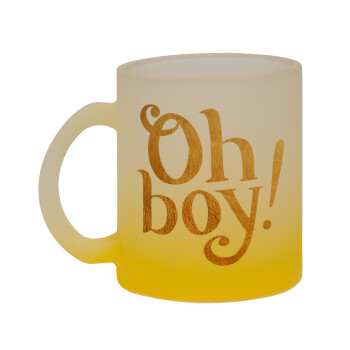 Oh baby gold, Κούπα γυάλινη δίχρωμη με βάση το κίτρινο ματ, 330ml