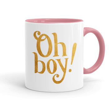 Oh baby gold, Mug colored pink, ceramic, 330ml