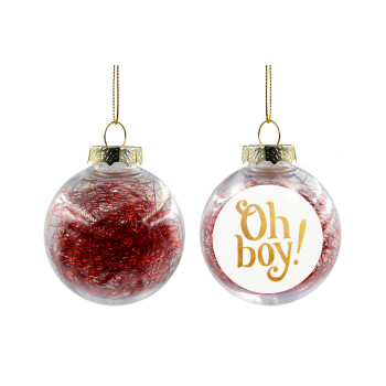 Oh baby gold, Χριστουγεννιάτικη μπάλα δένδρου διάφανη με κόκκινο γέμισμα 8cm