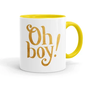 Oh baby gold, Κούπα χρωματιστή κίτρινη, κεραμική, 330ml