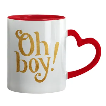 Oh baby gold, Mug heart red handle, ceramic, 330ml