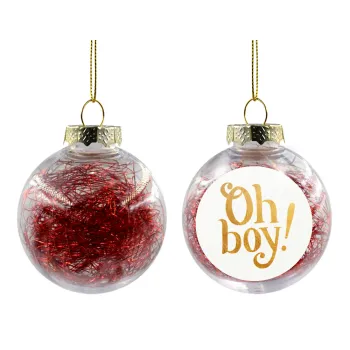 Oh baby gold, Transparent Christmas tree ball ornament with red filling 8cm