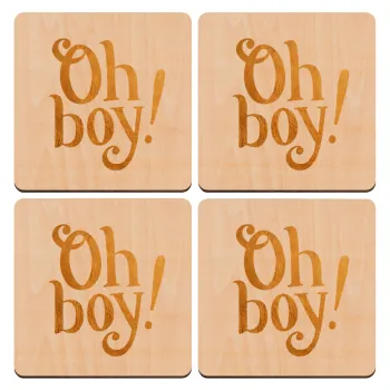 Oh baby gold, ΣΕΤ x4 Σουβέρ ξύλινα τετράγωνα plywood (9cm)