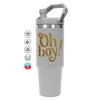 Oh baby gold, GREY color, 890ml (30oz) stainless Steel Tumbler with Handle