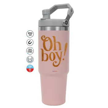 Oh baby gold, Pink color, 890ml (30oz) stainless Steel Tumbler with Handle