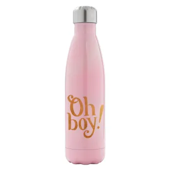 Oh baby gold, Metal mug thermos Pink Iridiscent (Stainless steel), double wall, 500ml
