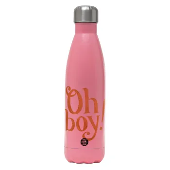 Oh baby gold, Metal mug thermos Pink Mat (Stainless steel), double wall, 500ml