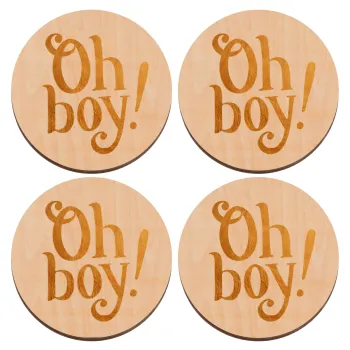 Oh baby gold, ΣΕΤ x4 Σουβέρ ξύλινα στρογγυλά plywood (9cm)