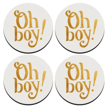 Oh baby gold, ΣΕΤ 4 Σουβέρ ξύλινα στρογγυλά (9cm)