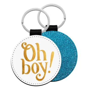 Oh baby gold, Μπρελόκ Δερματίνη, στρογγυλό ΜΠΛΕ (5cm)