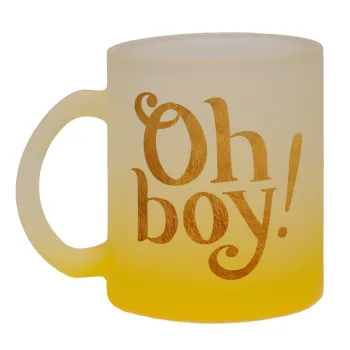 Oh baby gold, Κούπα γυάλινη δίχρωμη με βάση το κίτρινο ματ, 330ml