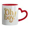 Mug heart red handle, ceramic, 330ml