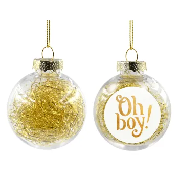 Oh baby gold, Στολίδι Χριστουγεννιάτικη μπάλα δένδρου διάφανη με χρυσό γέμισμα 8cm
