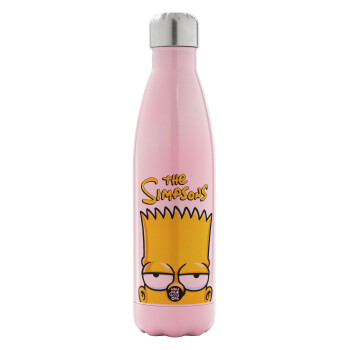 The Simpsons Bart, Metal mug thermos Pink Iridiscent (Stainless steel), double wall, 500ml
