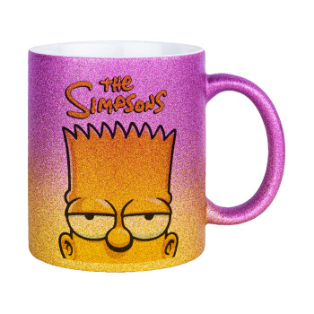 The Simpsons Bart, Κούπα Χρυσή/Ροζ Glitter, κεραμική, 330ml