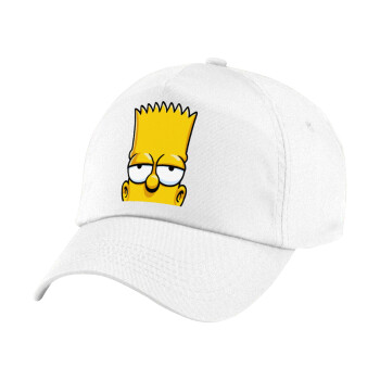 The Simpsons Bart, Πεντάφυλλο καπέλο Λευκό, 100% Βαμβακερό (Twill), με ρύθμιση, unisex