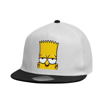 The Simpsons Bart, Καπέλο παιδικό Flat Snapback, Λευκό (100% ΒΑΜΒΑΚΕΡΟ, ΠΑΙΔΙΚΟ, UNISEX, ONE SIZE)