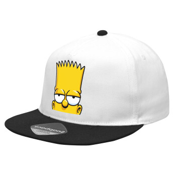 The Simpsons Bart, Καπέλο Ενηλίκων Flat Snapback Λευκό/Μαύρο, (POLYESTER, ΕΝΗΛΙΚΩΝ, UNISEX, ONE SIZE)
