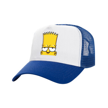 The Simpsons Bart, Καπέλο Ενηλίκων Structured Trucker, με Δίχτυ, ΛΕΥΚΟ/ΜΠΛΕ (100% ΒΑΜΒΑΚΕΡΟ, ΕΝΗΛΙΚΩΝ, UNISEX, ONE SIZE)