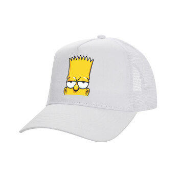 The Simpsons Bart, Καπέλο Ενηλίκων Structured Trucker, με Δίχτυ, ΛΕΥΚΟ (100% ΒΑΜΒΑΚΕΡΟ, ΕΝΗΛΙΚΩΝ, UNISEX, ONE SIZE)