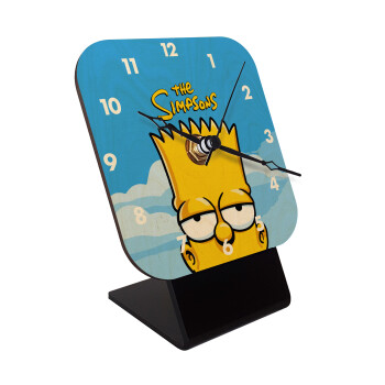 The Simpsons Bart, Quartz Table clock in natural wood (10cm)