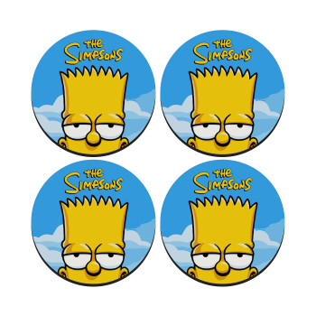 The Simpsons Bart, SET of 4 round wooden coasters (9cm)