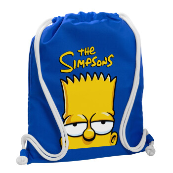 The Simpsons Bart, Τσάντα πλάτης πουγκί GYMBAG Μπλε, με τσέπη (40x48cm) & χονδρά κορδόνια
