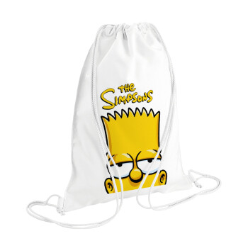 The Simpsons Bart, Τσάντα πλάτης πουγκί GYMBAG λευκή (28x40cm)