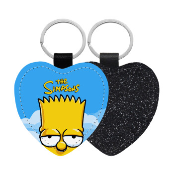 The Simpsons Bart, Μπρελόκ PU δερμάτινο glitter καρδιά ΜΑΥΡΟ