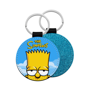 The Simpsons Bart, Μπρελόκ Δερματίνη, στρογγυλό ΜΠΛΕ (5cm)
