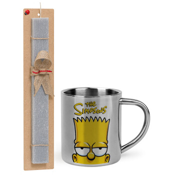 The Simpsons Bart, Πασχαλινό Σετ, μεταλλική κούπα θερμό (300ml) & πασχαλινή λαμπάδα αρωματική πλακέ (30cm) (ΓΚΡΙ)