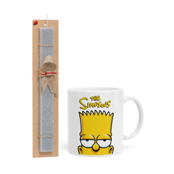The Simpsons Bart, Πασχαλινό Σετ, Κούπα κεραμική (330ml) & πασχαλινή λαμπάδα αρωματική πλακέ (30cm) (ΓΚΡΙ)