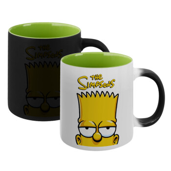 The Simpsons Bart, Κούπα Μαγική εσωτερικό πράσινο, κεραμική 330ml που αλλάζει χρώμα με το ζεστό ρόφημα (1 τεμάχιο)