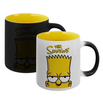 The Simpsons Bart, Κούπα Μαγική εσωτερικό κίτρινη, κεραμική 330ml που αλλάζει χρώμα με το ζεστό ρόφημα (1 τεμάχιο)