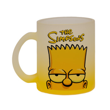 The Simpsons Bart, Κούπα γυάλινη δίχρωμη με βάση το κίτρινο ματ, 330ml