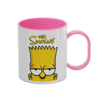 The Simpsons Bart, Κούπα (πλαστική) (BPA-FREE) Polymer Ροζ για παιδιά, 330ml