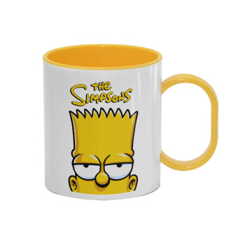 The Simpsons Bart, Κούπα (πλαστική) (BPA-FREE) Polymer Κίτρινη για παιδιά, 330ml