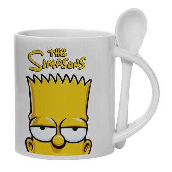The Simpsons Bart, Ceramic coffee mug with Spoon, 330ml (1pcs)
