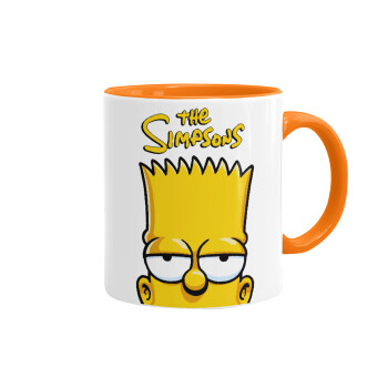 The Simpsons Bart, Κούπα χρωματιστή πορτοκαλί, κεραμική, 330ml