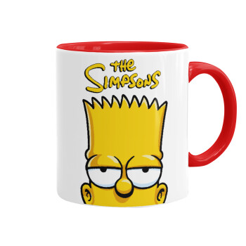 The Simpsons Bart, Κούπα χρωματιστή κόκκινη, κεραμική, 330ml
