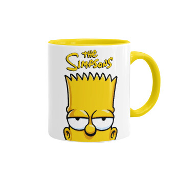 The Simpsons Bart, Κούπα χρωματιστή κίτρινη, κεραμική, 330ml