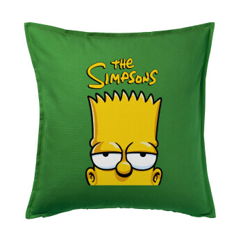 The Simpsons Bart, Μαξιλάρι καναπέ Πράσινο 100% βαμβάκι, περιέχεται το γέμισμα (50x50cm)