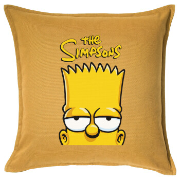The Simpsons Bart, Μαξιλάρι καναπέ Κίτρινο 100% βαμβάκι, περιέχεται το γέμισμα (50x50cm)