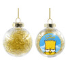 Transparent Christmas tree ball ornament with gold filling 8cm