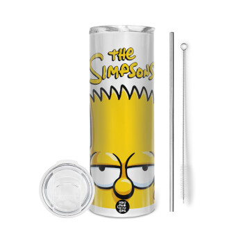 The Simpsons Bart, Eco friendly ποτήρι θερμό (tumbler) από ανοξείδωτο ατσάλι 600ml, με μεταλλικό καλαμάκι & βούρτσα καθαρισμού