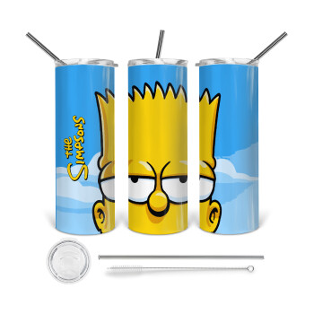 The Simpsons Bart, 360 Eco friendly stainless steel tumbler 600ml, with metal straw & cleaning brush